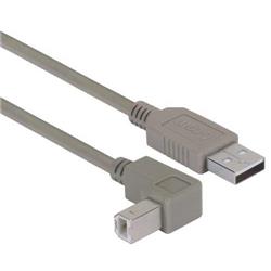 USB 2.0 线缆组件 ,  A 型公头 / 下直角 B 型公头 , 1.0m, 灰色的图片