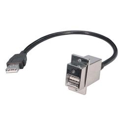 USB A型耦合器线缆，穿壁式A母头/自锁型A公头，36英寸（0.9米）的图片