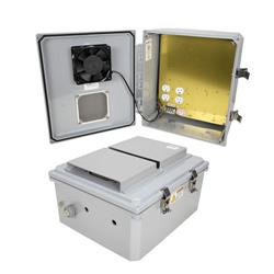 14x12x06 Polycarb Weatherproof NEMA 3R Enclosure, 120VAC Mnt Plate Solid State Therm Fan Dark Gray的图片