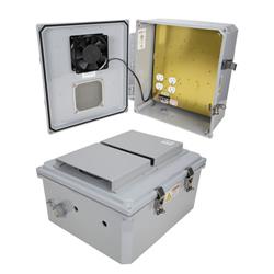 14x12x06 Polycarb Weatherproof NEMA 3R Enclosure,120VAC Mnt Mech Therm Fan Dark Gray的图片