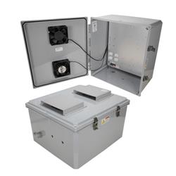 18x16x10 Polycarb Weatherproof NEMA 3R Encl, 120VAC Mnt Plate Solid State Pwr Svr Cntrl Fans Drk Gry的图片