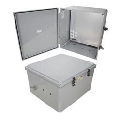 18x16x10 Polycarb Weatherproof NEMA 4X Encl, 240VAC Univ Outlet Mnt Plate Mech Therm Heat Dark Gray的图片