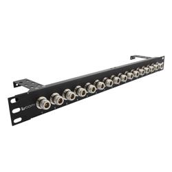 1.75" (1U) Panel, 16 N-type 50 Ohm Couplers installed with cable management brackets included的图片