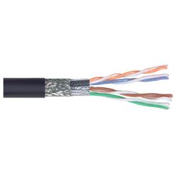 Cat. 6a, CMX Rated Hi-Flex Zero Halogen FR-PUR Jacket, Double Shielded, 26 AWG, 1,000ft, Black的图片