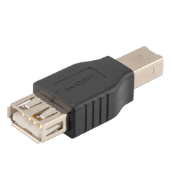 USB 2.0适配器耦合器，屏蔽，A型母插孔至B型公插头，直列式，黑色的图片
