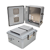 14x12x06 Polycarb Weatherproof NEMA 3R Enclosure,120-240VAC Univ Outlet Mnt Plate, Vented Dark Gray的图片