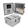 14x12x06 Polycarb Weatherproof NEMA 3R Encl, 240VAC UNIV Outlet MNT PLT MECH Therm Heat & Fan Dk Gry的图片