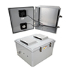 18x16x10 Polycarb Weatherproof NEMA 3R Encl, 120VAC Mount Plate Mech Therm 85F Turn on Fan Dark Gray的图片