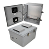 18x16x10 Polycarb Weatherproof NEMA 3R Encl, 120VAC Mnt Plt User Adjustable Therm Heat & Fan Drk Gry的图片