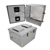 18x16x10 Polycarb Weatherproof NEMA 3R Encl 240VAC Univ Outlet MNT PLT MECH Therm Heat & Fan Drk Gry的图片